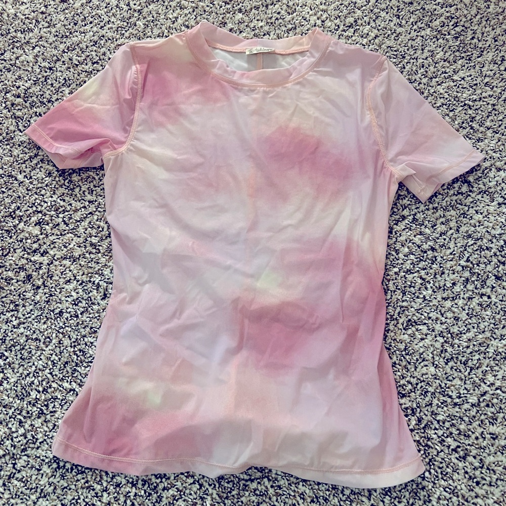 Free People Women’s Size XS Pale Pink  Tie Dye sheer Shirt